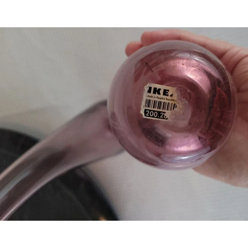 IKEA Bud Vase Hand Blown Purple Bent Neck Scandinavian 19730 Set of 2